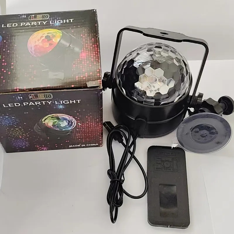 Bola mágica de cristal con control remoto y por voz, luz de escenario giratoria para KTV, bares y fiestas