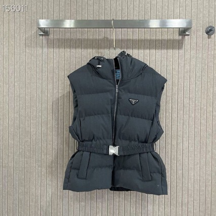 pra's new autumn and winter hooded down vest for women, waist-cinching short coat, high-end European and American export vest pra's new autumn and winter hooded down vest for women, waist-cinching short coat, high-end European and American export vest