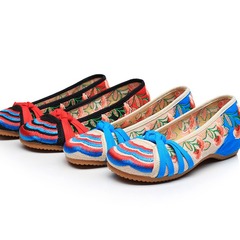 Woven Decorative Oxford-Style Shallow-Vintage Women's Embroidered Fabric Shoes – Single-Layer Shoes