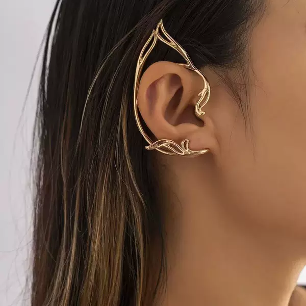 European and American style simple and unique hollow cat ear sweet and cool contour ear clips, niche non-pierced versatile elf ear accessories