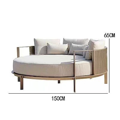 Muebles para patio, al aire libre, impermeables, resistentes al sol, para terraza de jardín, comunidad, asientos de acero inoxidable, sofá, estilo nórdico minimalista.