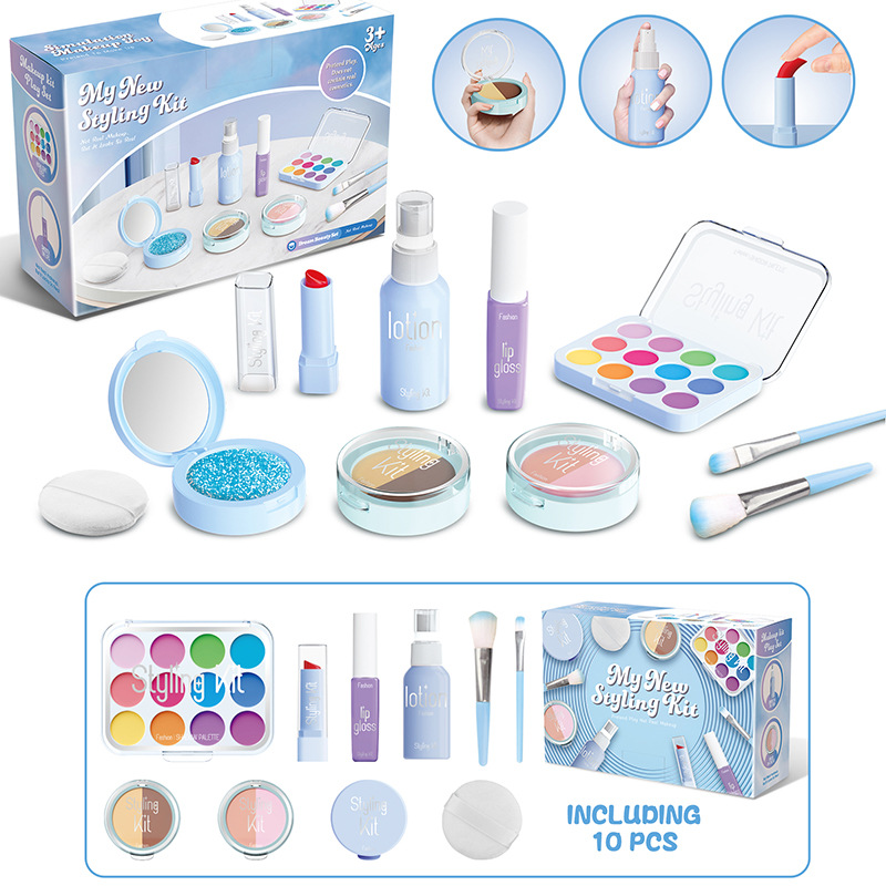 Navidad infantil imitación de sombras de ojos maquillaje juguetes de maquillaje para niñas en el hogar no borrable princesa maquillaje cubierta