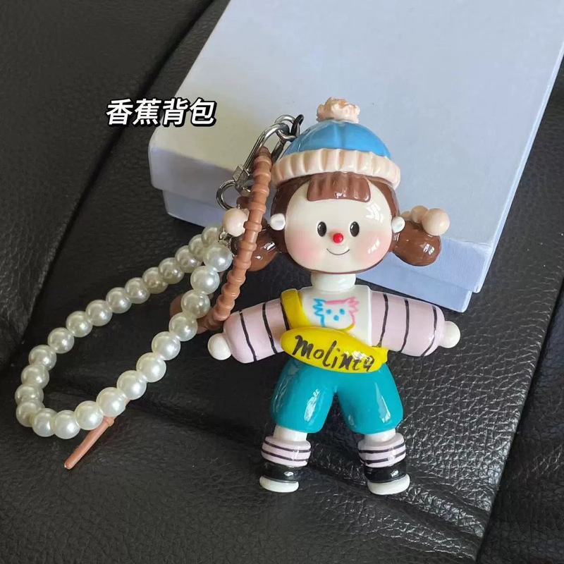 New Split Duoduo Sister Pure Resin Clay Handmade Pendant Keychain Bag Hanging Cute Gift Keychain