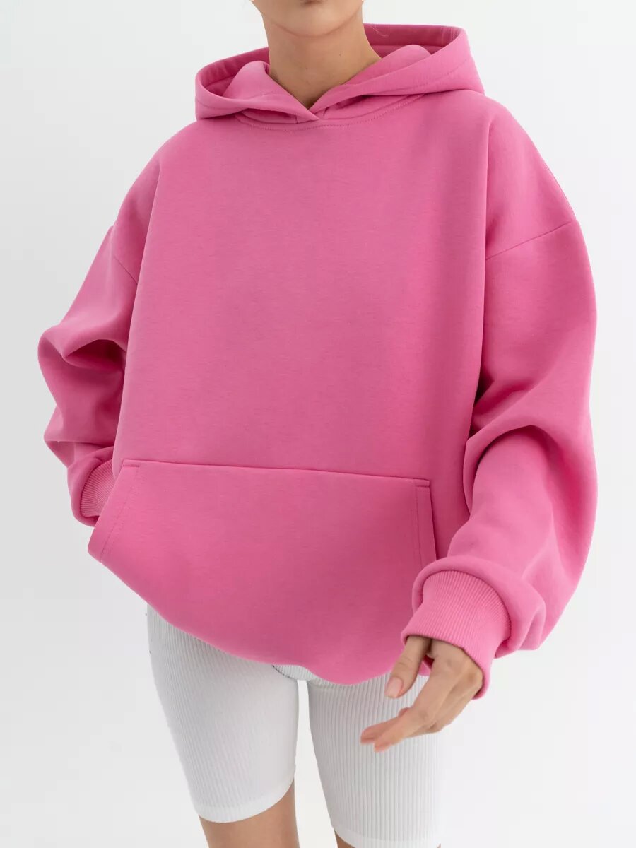 Women's Oversized Hooded Sweatshirt With Pockets And Long Sleeves_voghion.com