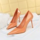 9283-6 Style Sexy Slim High Heel Shoes Thin Heel Super High Heel Shiny Lacquer Leather Shallow Mouth Metal Pointed Single Shoe