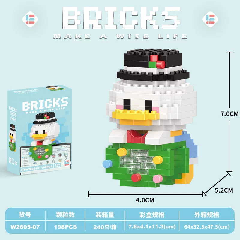 Micro‑block cartoon doll constructor (Lego style), strawberry & mini bears, blind box, micro pieces