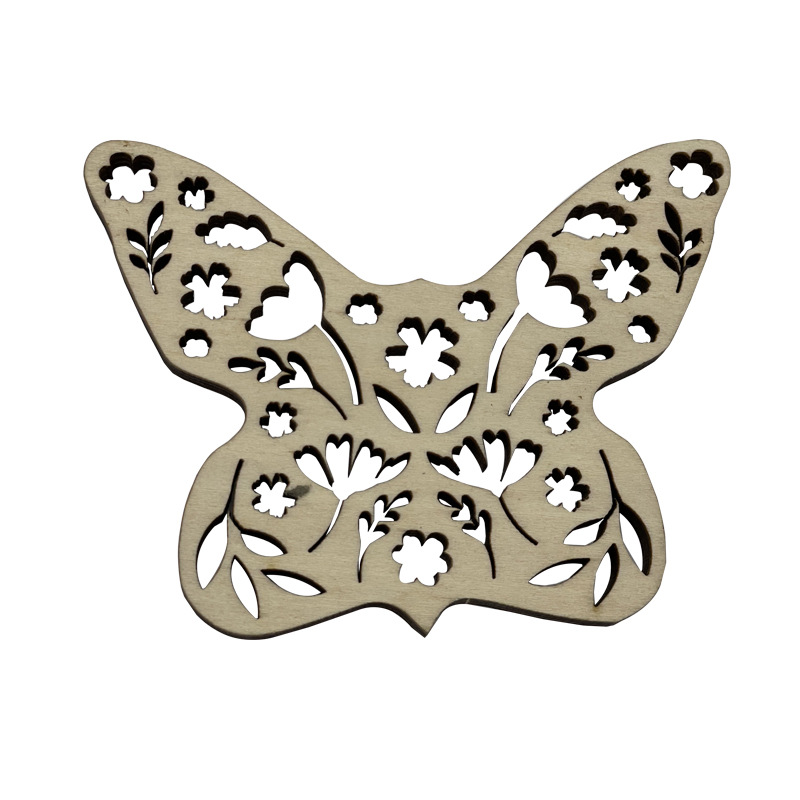 Colgante de madera ornamento Día de San Valentín colgante en forma de mariposa chip de madera tarjeta colgante artesanía Día de San Valentín boda