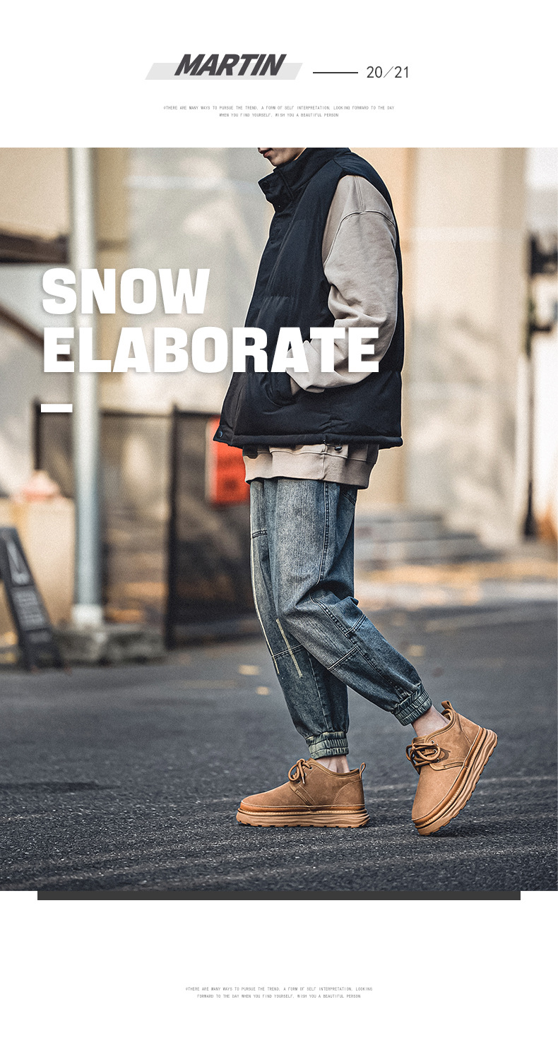 3272 Snow Men's Winter New Thickened Northeast Outdoor Shoes Thick Sole Height Increasing Non-slip Martin Boots With_vogvips.com