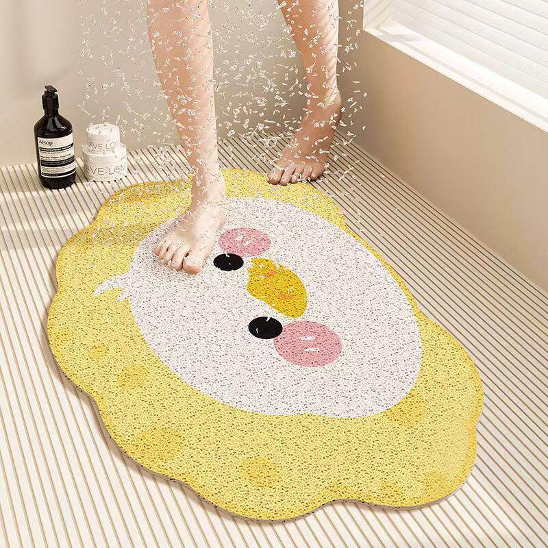 Cartoon animal bathroom floor mat, full coverage for the toilet, dirt-resistant and wear-resistant, hollow silk loop children's bath anti-slip mat