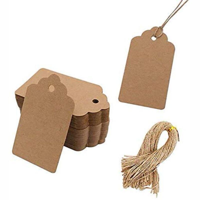 Kraft paper tag blank writable label message baking gift rectangular wooden small blackboard hemp rope pendant