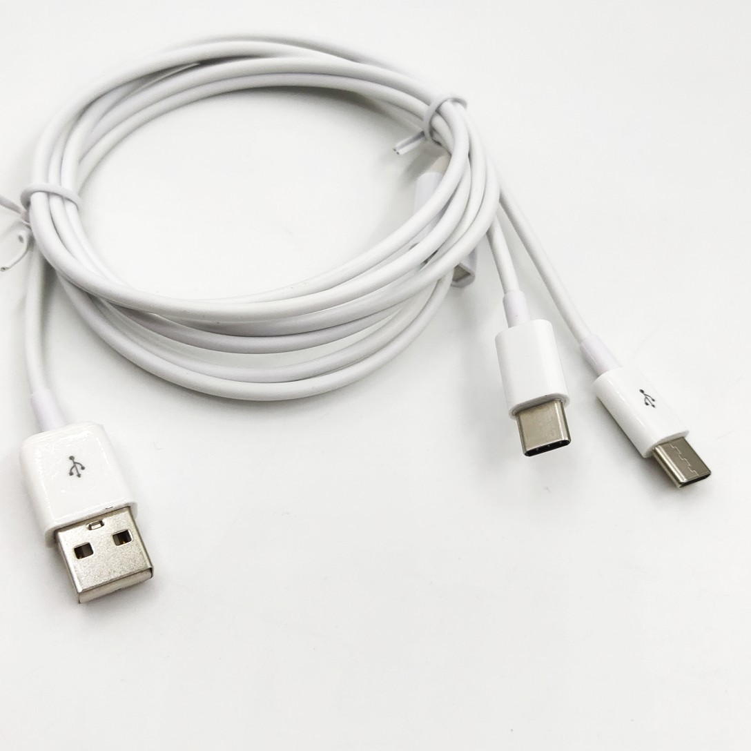 一分二USB转2个Type c设备充电一拖二typec充2部Type-c手机数据线-阿里巴巴