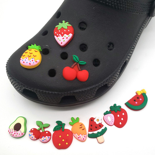 10 pieces [Fruit Series] Strawberry Watermelon Croc Shoe Flowers Shoe Buckle Crocs DIY Accessories Shoe Accessories
