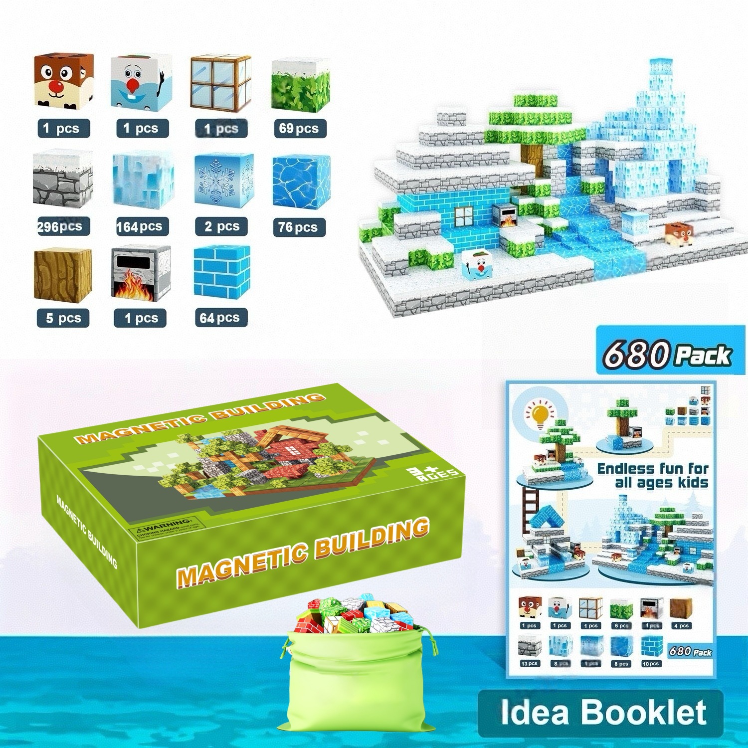 Transfronterizos Amazon My Blocks World Magnetic Block Set Puzzles Magnetic Cuadrados Juguetes Bosque Original