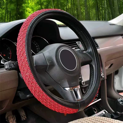 Steering wheel cover Four Seasons universal summer car - old-ice-silk-one-red-38cm