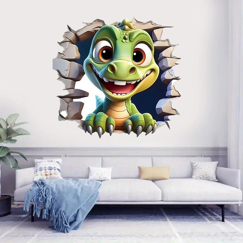 Трансграничный экспорт 3D милые настенные наклейки с динозаврами для детских комнат, спален, декоративные наклейки для детского сада, креативные самоклеящиеся наклейки