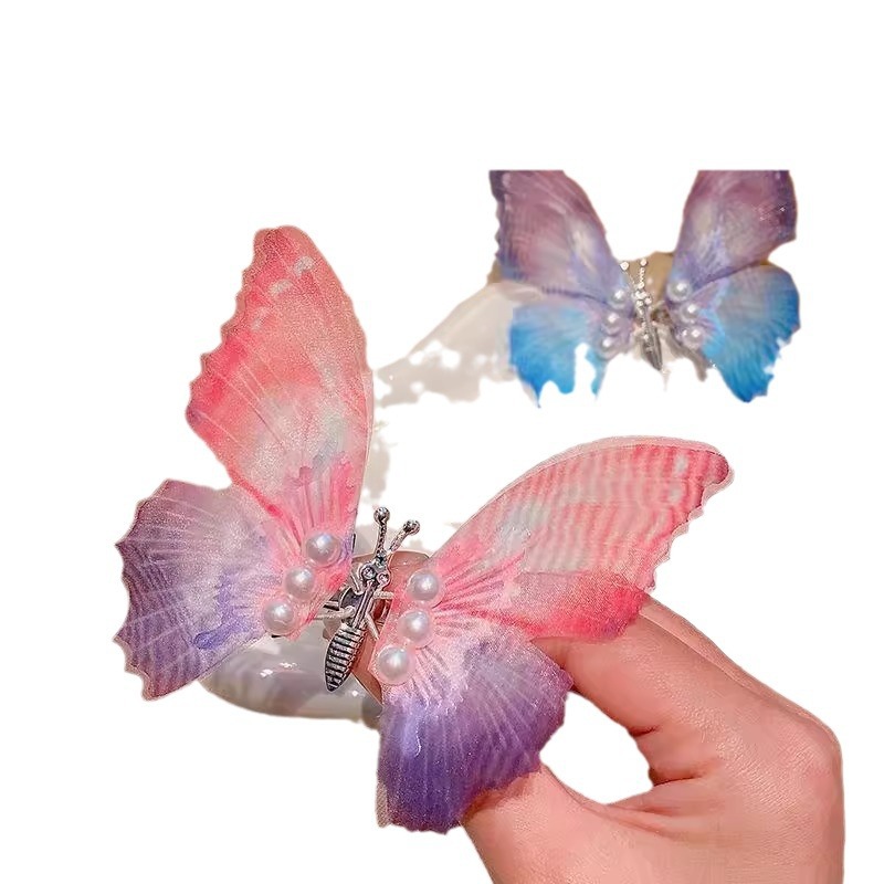 Mariposa flexible hecha a mano horquilla para Niños Accesorios para el cabello estilo antiguo mariposa móvil para niñas Linda horquilla de estilo chino
