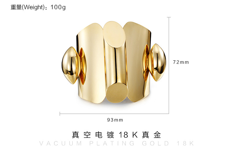 102g Weight PVD Coated Gold Plating Process PVD Coated 18K Gold Plated Geometric Stainless Steel Fashion Waterproof Non Tarnish