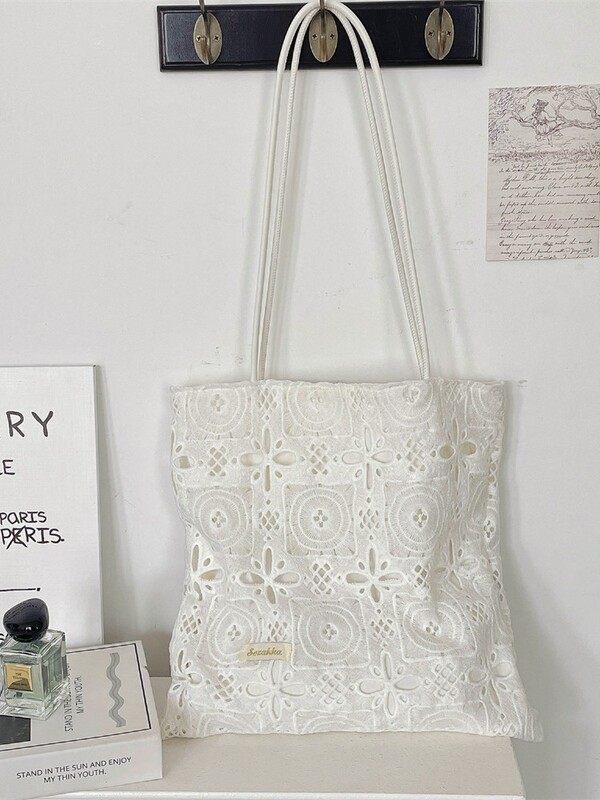 5751 刺繍レース夏優しい妖精ショルダーバッグ牧歌的なスタイル大容量通勤トートバッグベストバッグ|undefined