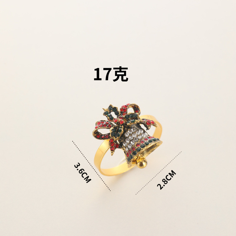 跨境圣诞餐巾环圣诞树小麋鹿花环铃铛拐杖雪花酒店装饰餐巾扣|undefined
