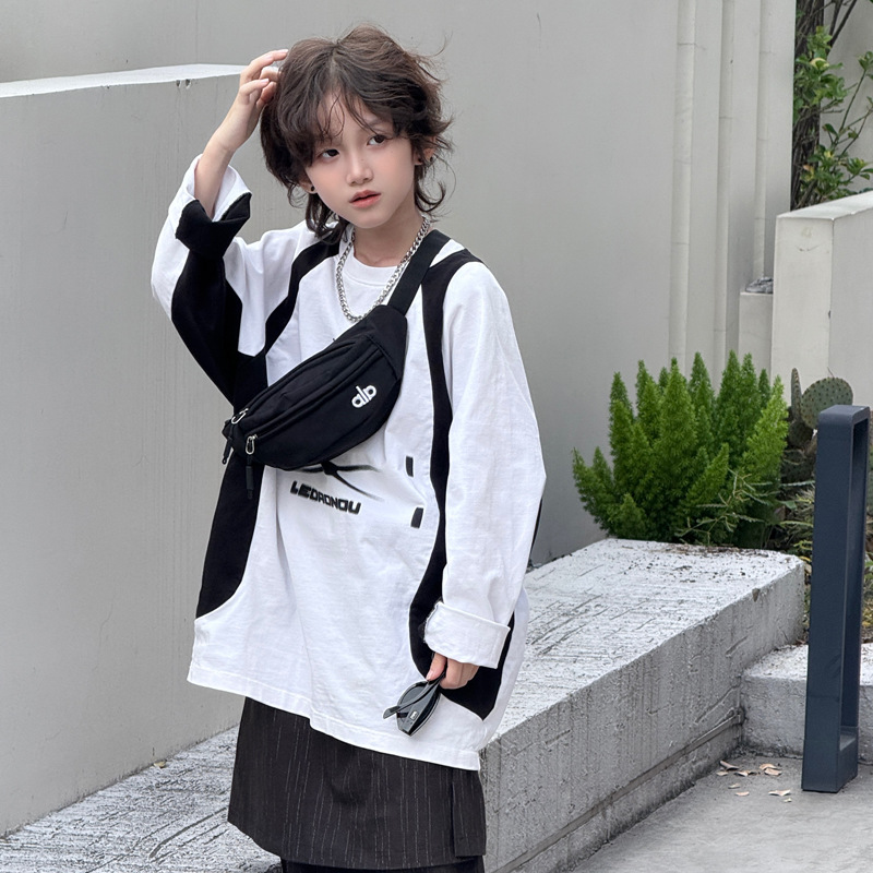 Children's Bags New Simple Letter Baby Chest Bag Lightweight Travel Mobile Phone Bag Boys and Girls Large Capacity Crossbody Bag