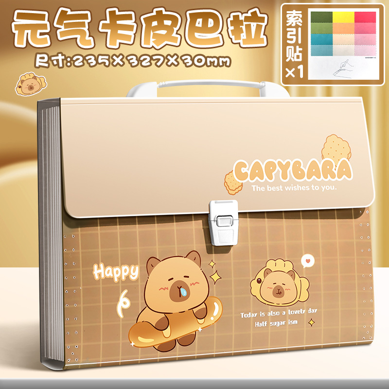 A4 bolsa de órgano de gran capacidad carpeta papel de prueba bolsa de archivo de alto valor de la cara bolsa de archivo disciplina carpeta papel de prueba Kapibara