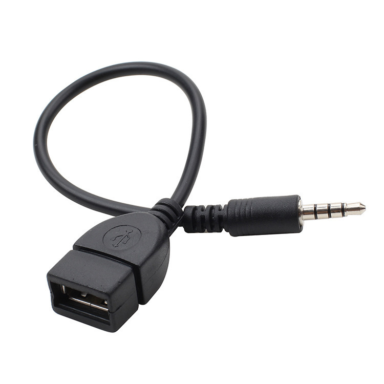 Car aux audio cable 3.5mm to usb card reader mobile phone U disk car OTG audio cable car conversion cable