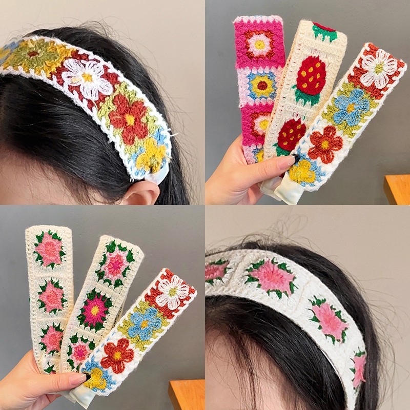 法式碎花针织刘海贴2025新款碎发魔术贴粘贴洗脸发箍女发带发饰|undefined