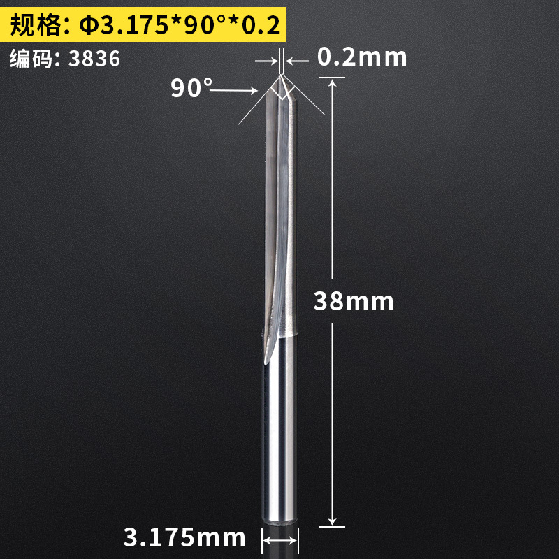 Huhao 3.175/4/6mm doble hoja recta ranura afilado Cuchillo CNC cónico cuchillo grabado máquina herramienta cuchillo de alivio profundo