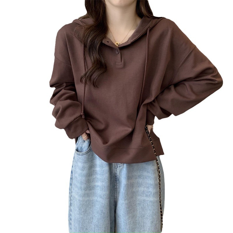 春と秋の女性用の新しいクロスボーダースウェットシャツ、薄くてゆったりとした韓国スタイルの多用途の長袖パーカートップジャケット、ドロップシッピング