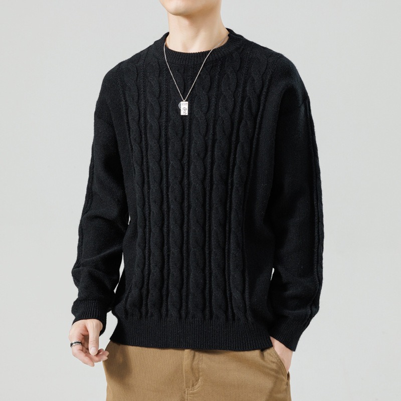 Personalización de suéter de cuello redondo de torsión primavera y otoño 2024 nuevo estilo simple casual versátil joven chaqueta de lana