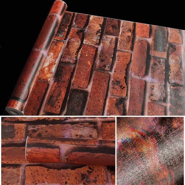 Self-adhesive Wallpaper Roll PVC, 45 cm × 9.8 m, peel-and-stick decorative brick patterns