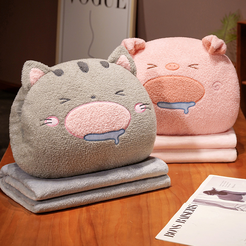 Lindo foodie de dibujos animados cálido mano almohada manta suave glutinoso casual sofá de felpa Oficina siesta chal de felpa femenina masculina