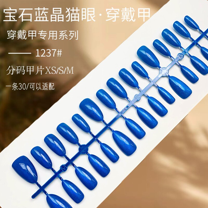 Explosive Manicure New Sapphire Blue Cat Eye Wearable Nails High-End Elegant Whitening Fake Nails Finished Nail Pieces Wholesale Explosive Manicure New Sapphire Blue Cat Eye Wearable Nails High-End Elegant Whitening Fake Nails Finished Nail Pieces Wholesale