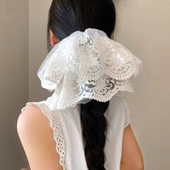 特大刺繍レースメッシュヘアゴム韓国レースローポニーテールヘアロープフレッシュバレエスタイル女性ヘアアクセサリー