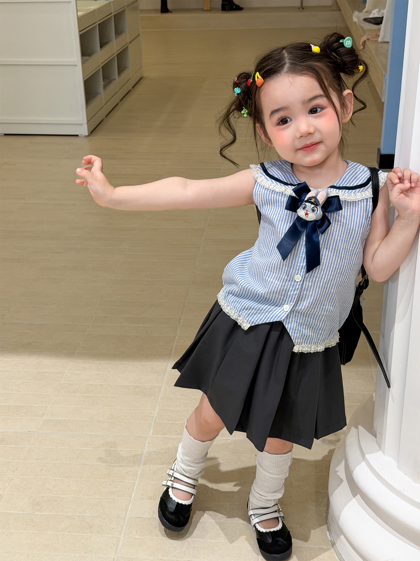 Sugar Pear ropa infantil falda para niñas verano delgado 2026 estilo académico 100 pantalones falda corta para niños falda de tesoro de clase A