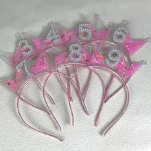 跨境数字可爱猫耳朵流沙发箍皇冠兔耳朵儿童发饰批发韩国公主头饰