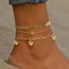 Ankle bracelet, chain, retro set, European style