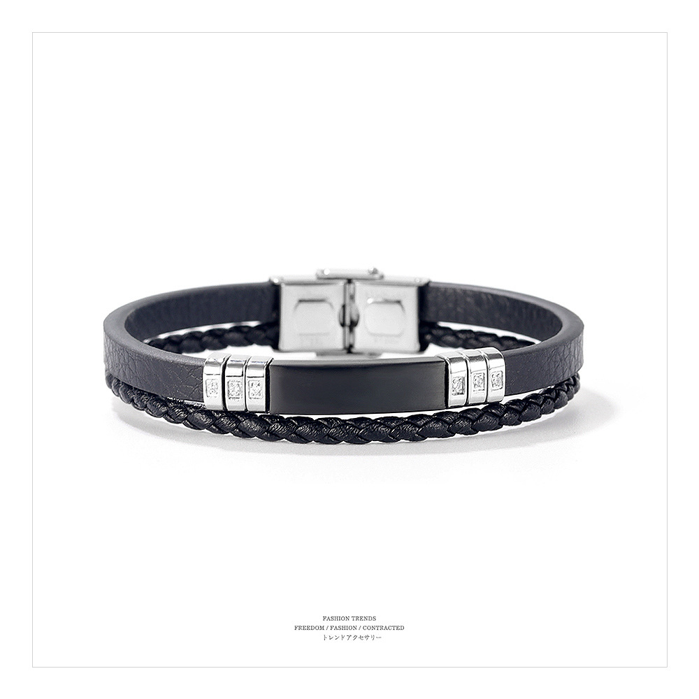Men's Diamond Leather Bracelet Wholesale display picture 8