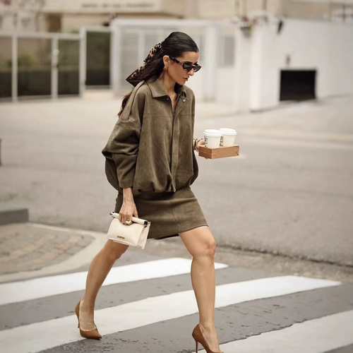 Alibaba.com Women's Fashion Pilot Jacket with Bat Sleeve Zipper Casual Top 2025