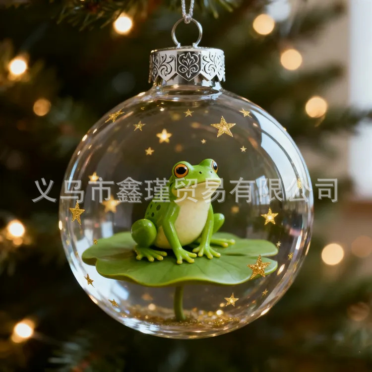 2026 transfronterizos nuevos adorables animales de Navidad 2D plano acrílico joyas colgantes de árbol de Navidad