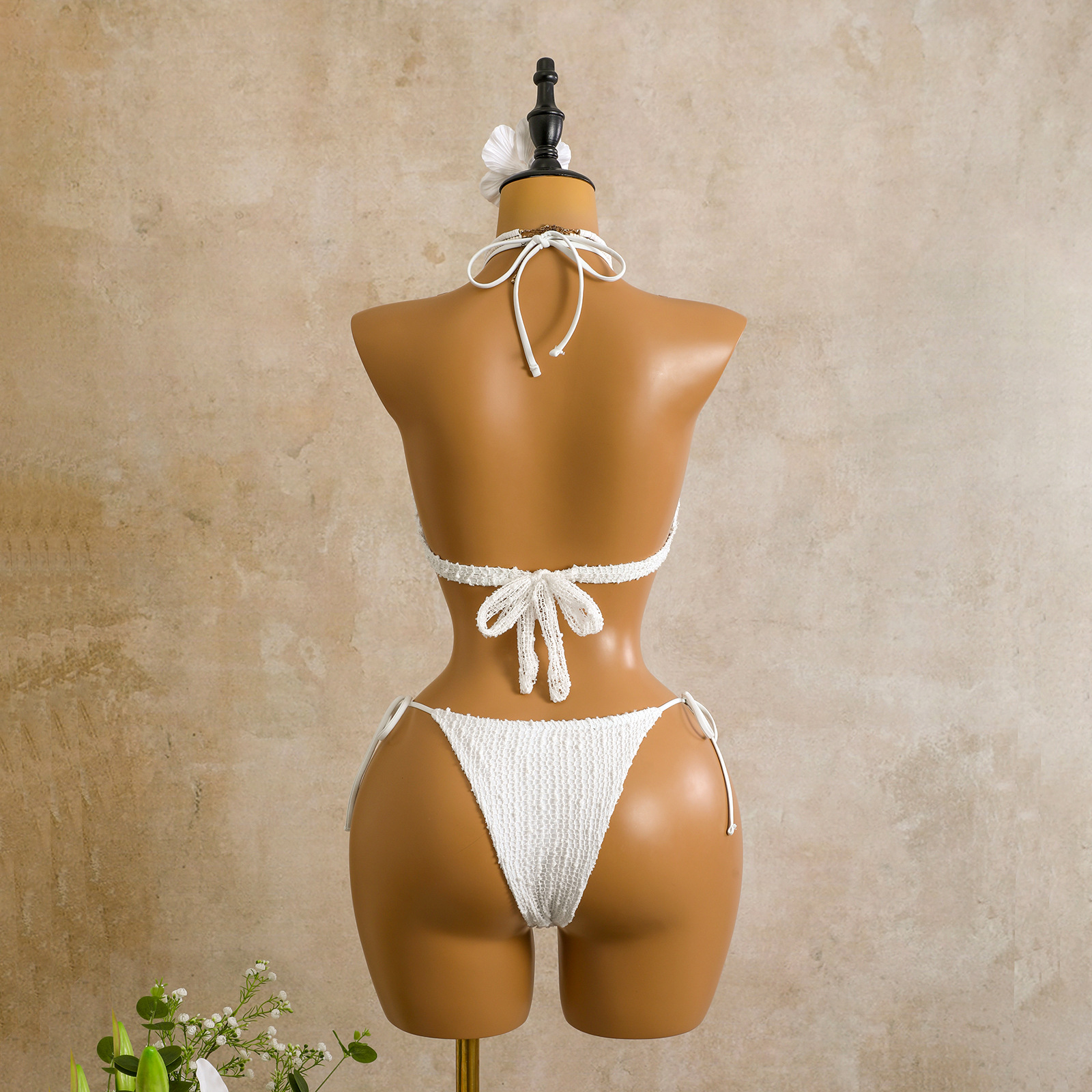Women's Three Piece Sequin Mesh Swimsuit With Long Sleeves_voghion.com