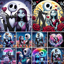 圣诞夜惊魂骷髅杰克钻石画跨境厂家直销新款5d魔方圆钻满钻装饰画