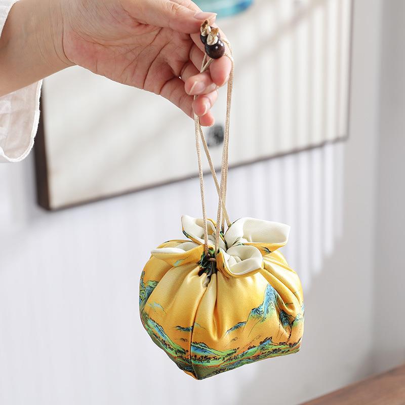 Taza Express hecha a mano bolsa de almacenamiento de viaje juego de té bolsa de tela portátil juego de té accesorios engrosada resistente a la caída bolsa de té