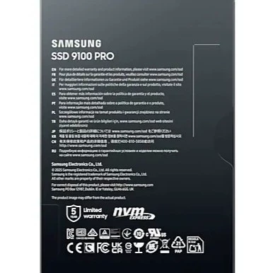 Samsung 9100PRO4TB SSD твердотельный диск интерфейс M.2 (NVMe протокол PCIe5.0*4 скорость чтения 14800 МБ/с)