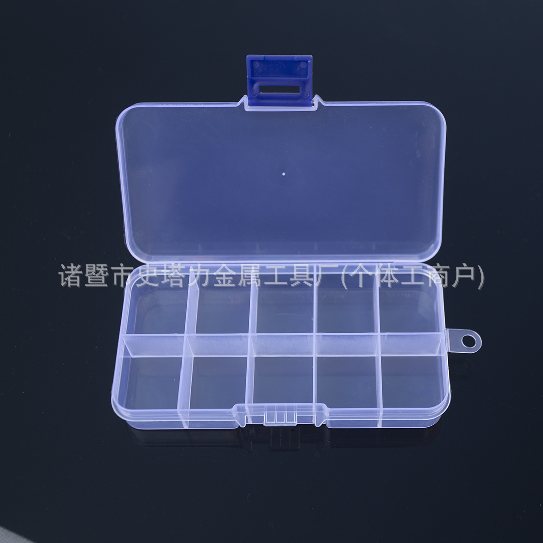 Accessory, transparent earrings, plastic storage box, stand, 10 cells, classification