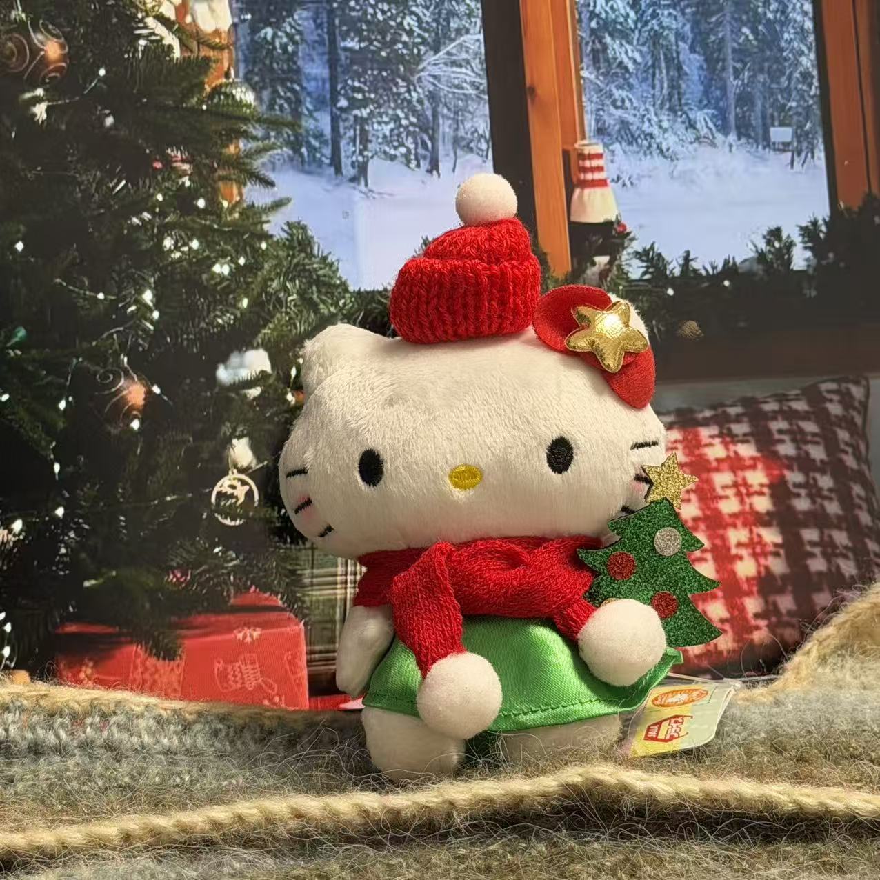 黒麦わら帽子キティ帽子ベビーペンダントラブバックル人形人形かわいいヘップバーンスタイルペンダントキーホルダー