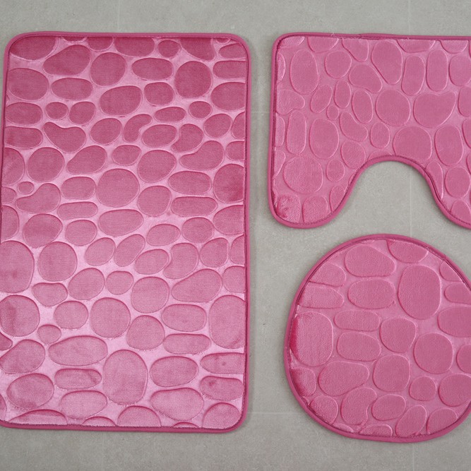 Transfronterizo Amazon 3D Pebble inodoro de tres piezas baño absorbente alfombra de piso baño antideslizante alfombra de piso esponja