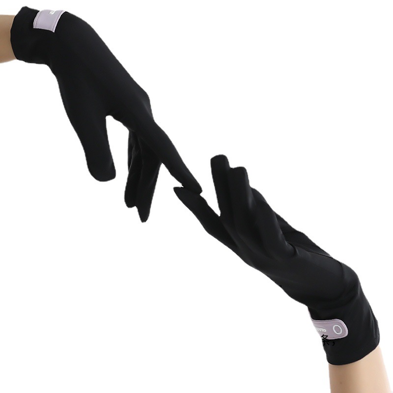 夏季时尚防晒冰丝手套分指纯色触屏防紫外线指套户外骑行开车手套