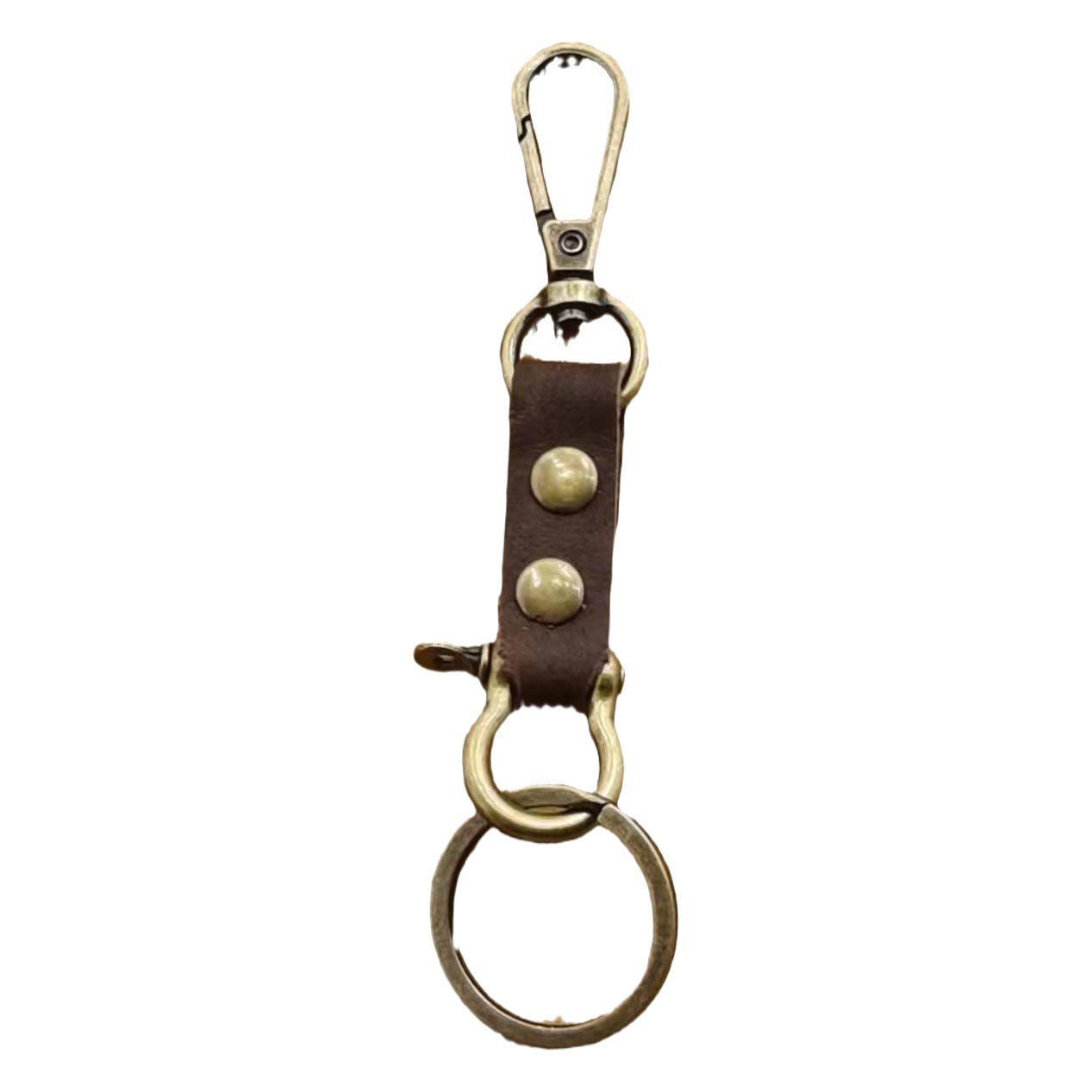 Original personalized handmade leather keychain retro Crazy Horse leather car keychain creative small gift craft
