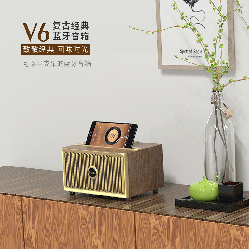 Onederレトロbluetoothスピーカー木製家庭用大音量ステレオカードラジオ重サブウーファ音響|undefined